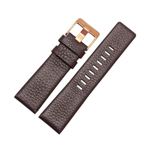ROWCES Vintage Leder Uhrenarmband Schwarz Braun Weiß 22mm - 32mm Herrenuhr Ersatzarmband Uhrenzubehör, 27mm von ROWCES