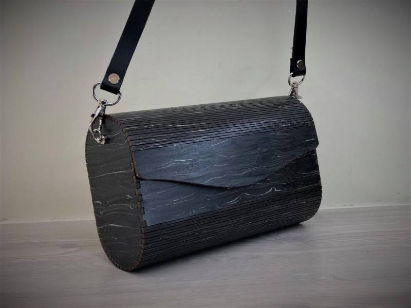 Eis Holz Clutch Tasche Moderne Holzhandtasche Mit Lederriemen von ROWLworkshop