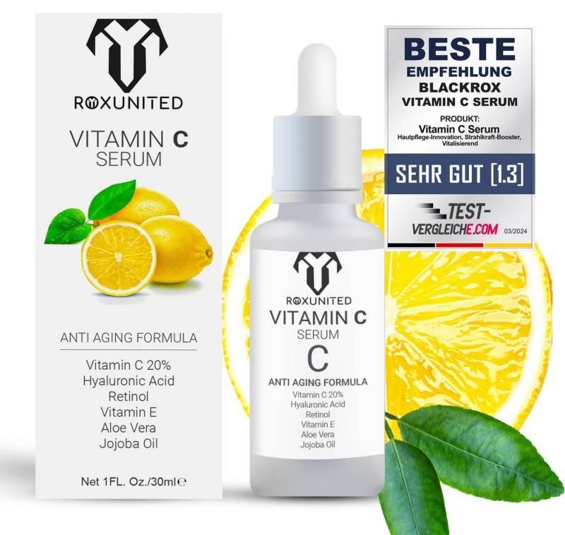 ROXUNITED Gesichtsserum [Vergleichssieger 2024] Vitamin C, Anti-Aging, 30ml von ROXUNITED