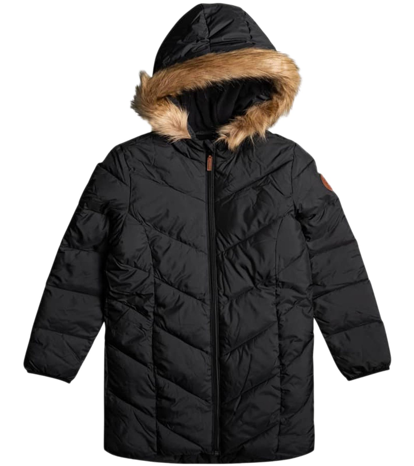 ROXY Some Say Kinder modische Stepp-Jacke stylische Outdoor-Jacke mit Kapuze und Fellrand ERGJK03095 KVJ0 Schwarz von ROXY