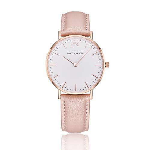 ROY AMBER - Icona Rose Pink Leather - Armbanduhr mit Leder Armband und Saphirglas von ROY AMBER