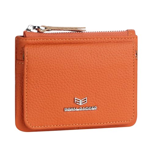 Royal Bagger Echtes Leder Damen Geldbörse - RFID-Blockierung kleine Brieftasche, Casual Zipper Change Pouch für den täglichen Gebrauch 3200 (Orange) von Royal Bagger
