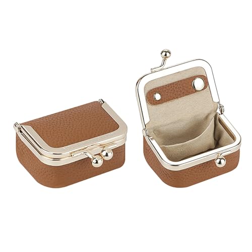 Royal Bagger Echtes Rindsleder Mini-Schmuckkästchen Damen Münze Geldbörse Solid Farbe Kiss Lock Change Pouch Casual Style Kleine Aufbewahrungstasche für Frauen 1894 (Braun) von Royal Bagger