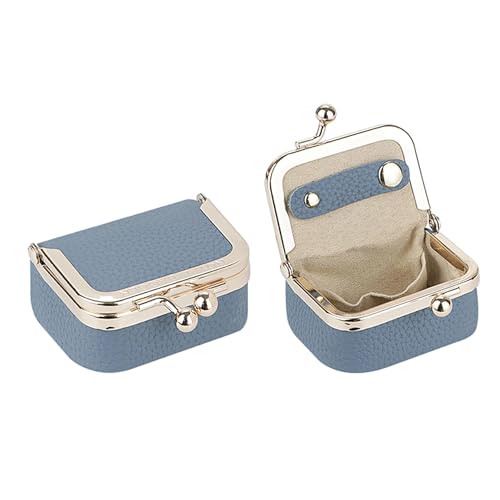 Royal Bagger Echtes Rindsleder Mini-Schmuckkästchen Damen Münze Geldbörse Solid Farbe Kiss Lock Change Pouch Casual Style Kleine Aufbewahrungstasche für Frauen 1894 (Denim Blau) von Royal Bagger