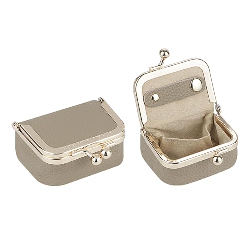 Royal Bagger Echtes Rindsleder Mini-Schmuckkästchen Damen Münze Geldbörse Solid Farbe Kiss Lock Change Pouch Casual Style Kleine Aufbewahrungstasche für Frauen 1894 (Elefant Grau) von Royal Bagger