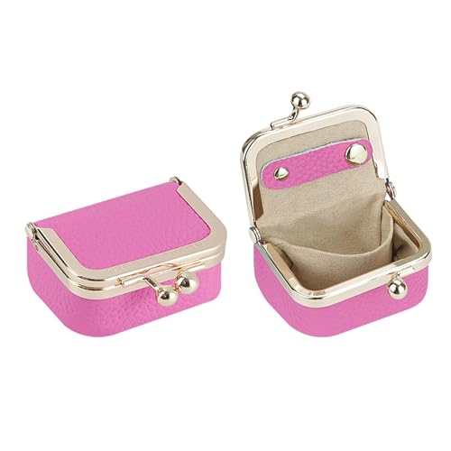 Royal Bagger Echtes Rindsleder Mini-Schmuckkästchen Damen Münze Geldbörse Solid Farbe Kiss Lock Change Pouch Casual Style Kleine Aufbewahrungstasche für Frauen 1894 (Rose) von Royal Bagger