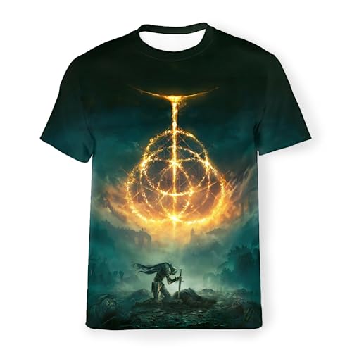 Elden Ring T-Shirt, 3D-gedrucktes Gaming-Shirt, neuartige Gaming-Grafiken, Rundhalsausschnitt für Männer und Frauen, 1, X-Groß von ROYAL KYLIN