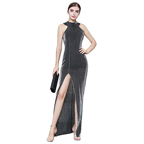 ROYAL SMEELA Abendkleider Damen Bodycon Ärmellos Lange Abendkleid Elegant Cocktail Schlitz Maxi Kleid Schulterfrei Prom Gala Party Kleid Performance Tanzkleid langes Kleid Schlitz ärmelloses Kleid von ROYAL SMEELA