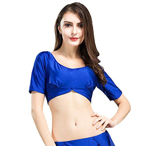 ROYAL SMEELA Bauchtanz Crop Tops Frauen Bauchtanz Oberteil Bauchtanze Kostüm Basic Komfortabel Kurzarm Oberteil Performance Bauchtanz Top Bauchtanzkostum Damen Bauchtanz Kleidung Bauch tanzen Oberteil von ROYAL SMEELA
