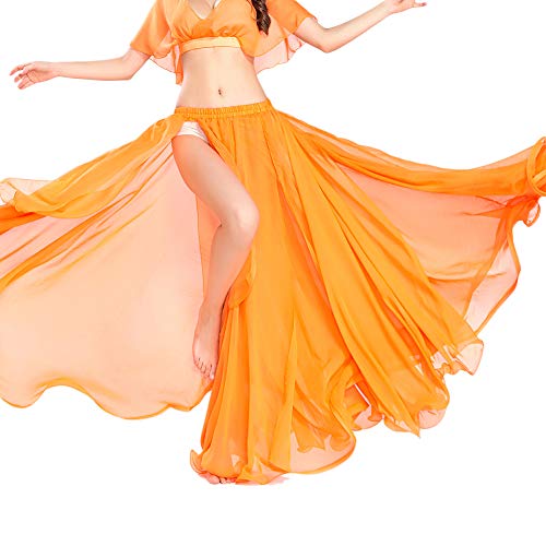 ROYAL SMEELA Bauchtanz Rock Ausbildung Performance Kleider Flamenco Chiffon Langer Rock Tanzen Slit Röcke Zigeuner Festival Tanz Maxirock Damen Bauchtanz kostüm lang Rock Bauchtanz Kleidung Tanzrock von ROYAL SMEELA