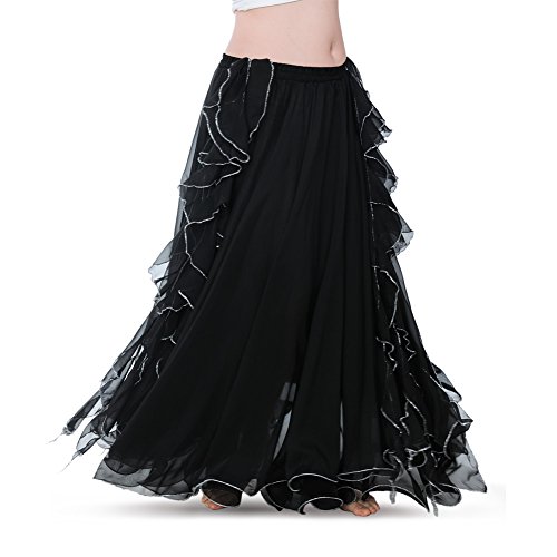 ROYAL SMEELA Chiffon Bauchtanz Rock Damen Gute Qualität Bauchtanz Kostüm Damen Ausbildung Tanzkleid Bauchtanz Maxi Rock Chiffon Flamenco Rock Lang Bauchtanz röcke Bauchtänzerin Rock für Frauen von ROYAL SMEELA