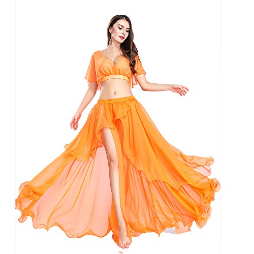 ROYAL SMEELA Bauchtanz Kostüm Outfit Set - Performance Top und Rock - Chiffon Maxirock für Frauen - Tanzen Kleider von ROYAL SMEELA