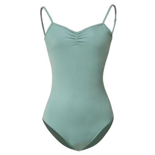 ROYAL SMEELA Damen Ballettanzug Halbarm Mesh Ballett Tanz Trikots Tanzkostüm Einfarbig Stretch Rückenfrei Gymnastik Body Trikot Tanzkleidung Hosenträger Trikot von ROYAL SMEELA