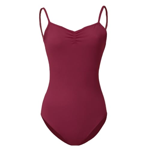 ROYAL SMEELA Damen Ballettanzug Halbarm Mesh Ballett Tanz Trikots Tanzkostüm Einfarbig Stretch Rückenfrei Gymnastik Body Trikot Tanzkleidung Hosenträger Trikot von ROYAL SMEELA