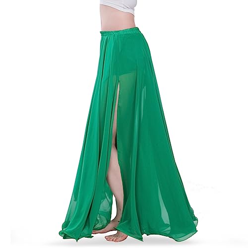 ROYAL SMEELA Damen Chiffon Rock Bauchtanz Kostüm für Frauen Tanzkleid High Split Strand Röcke, Dunkelgrün, Einheitsgröße von ROYAL SMEELA