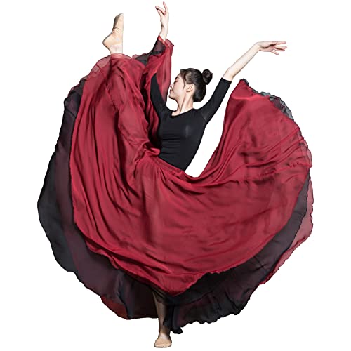 ROYAL SMEELA Flamenco Bauchtanz Rock für Frauen - Lang 720 Grad Tanzrock - Kostüm Outfit für Bauchtänzerin - Rot von ROYAL SMEELA