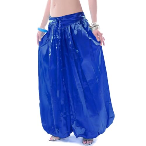 ROYAL SMEELA Satin Bauchtanz Haremshose Damen Bauchtanz Kostüm Pumphose Für Bauchtanz ATS Tribal Tanzhose Bauchtanz Hose Lang Tanzen Laternenhosen für Frauen Stammeshose Haremshosen für Damen von ROYAL SMEELA