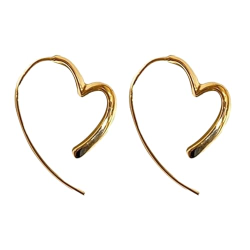 ROYALEAD Schlichte, hohle Herz-Ohrringe, stilvolle Tropfen-Ohrringe für Damen, Ohrschmuck, Piercing-Ohr-Accessoire für den täglichen Gebrauch, Metall von ROYALEAD