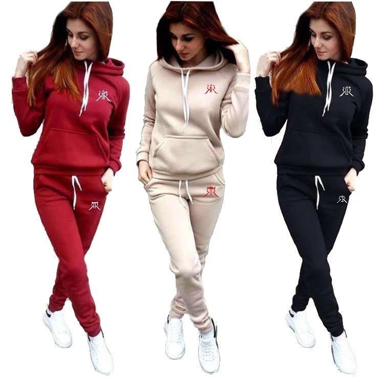 Frauen Trainingsanzug Set | Casual Hoodies Sport Jogger Fleece Sweatsuit von ROYALTEESROOTS