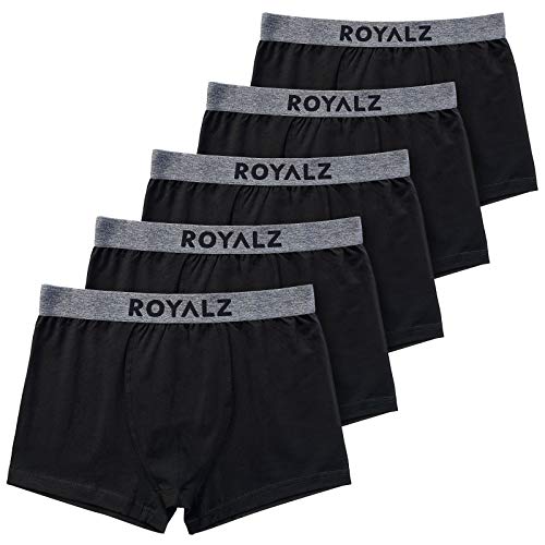 ROYALZ 5er Pack Boxershorts Herren 'Lifestyle' Männer Unterhosen breiter Bund atmungsaktive Unterwäsche Men 5 Set (95% Baumwolle / 5% Elasthan), Farbe:Schwarz/Bund - Grau, Größe:L von ROYALZ