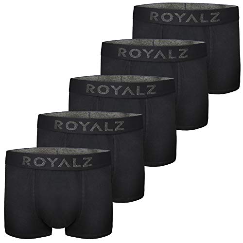 ROYALZ 5er Pack Moderne Boxershorts Herren mit Extra Breiten Bund (95% Baumwolle / 5% Elasthan), Farbe:Schwarz, Größe:S von ROYALZ