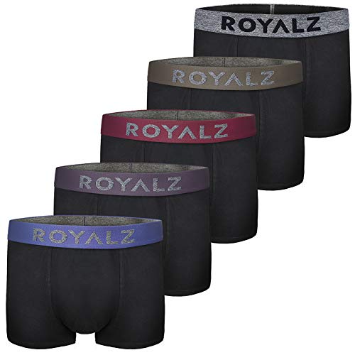 ROYALZ 5er Pack Moderne Boxershorts Herren mit Extra Breiten Bund (95% Baumwolle / 5% Elasthan), Farbe:Set 034 (5er Pack - Mehrfarbig), Größe:M von ROYALZ