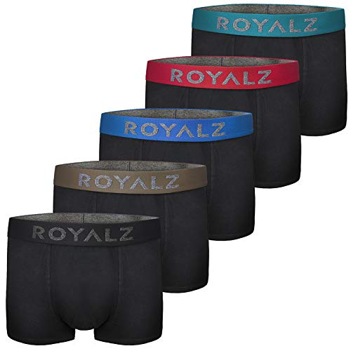 ROYALZ 5er Pack Moderne Boxershorts Herren mit Extra Breiten Bund (95% Baumwolle / 5% Elasthan), Farbe:Set 035 (5er Pack - Mehrfarbig), Größe:M von ROYALZ