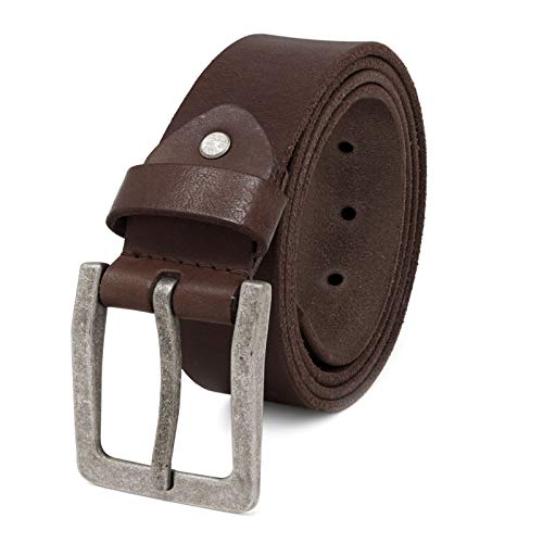 ROYALZ Antik Vintage Ledergürtel für Herren Büffel-Leder aus robusten 4mm Voll-Leder Jeans-Herren-Gürtel mit Dornenschließe 38mm, Farbe:Dunkelbraun, Größe:90 von ROYALZ