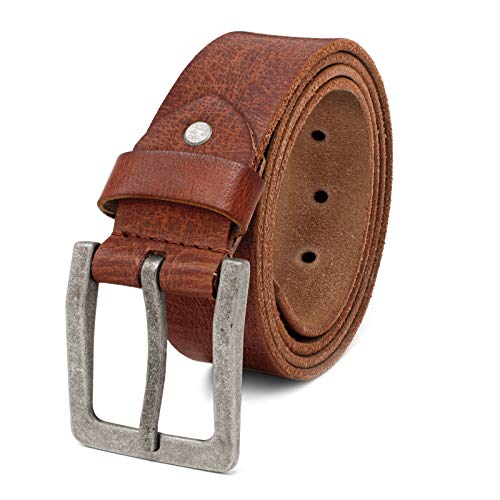 ROYALZ Antik Vintage Ledergürtel für Herren Büffel-Leder aus robusten 4mm Voll-Leder Jeans-Herren-Gürtel mit Dornenschließe 38mm, Farbe:Cognac Braun, Größe:105 von ROYALZ