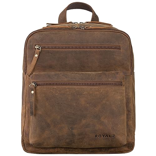 ROYALZ 'Baltimore' Vintage Lederrucksack Mittel-Groß - Echtleder Rucksack für Damen und Herren, Farbe:Nevada braun von ROYALZ