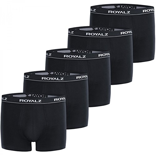 ROYALZ Boxershorts 5er Pack Herren Boxer Retro Shorts Unterhosen Set Trunk Unterwäsche klassisch (95% Baumwolle 5% Elasthan), Farbe:Schwarz, Größe:XL von ROYALZ