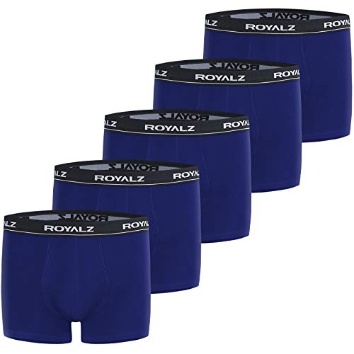 ROYALZ Boxershorts 5er Pack Herren Boxer Retro Shorts Unterhosen Set Trunk Unterwäsche klassisch (95% Baumwolle 5% Elasthan), Farbe:Blau, Größe:S von ROYALZ