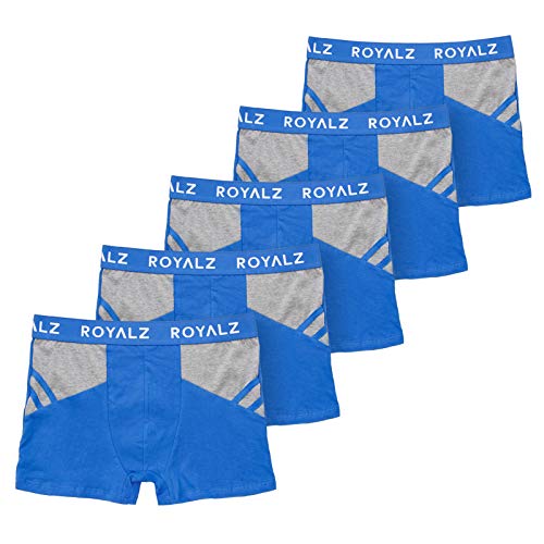 ROYALZ Boxershorts Herren sportliches Design Men 5er Pack Sportiv Männer Unterhosen 5 Set (95% Baumwolle / 5% Elasthan), Größe:XXL, Farbe:5 Blau/Grau von ROYALZ