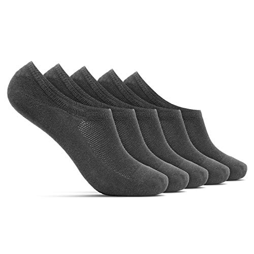 ROYALZ kurze Sneaker Socken 5 Paar für Damen und Herren bequem modern atmungsaktiv - unsichtbare Füßlinge mit Silikonpads, Set:5 Paar/Dunkelgrau, Größe Socken:39-42 von ROYALZ