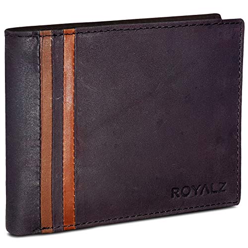 ROYALZ Leder Portemonnaie für Herren Geldbörse Vintage Geldbeutel Portmonee Etui 8 Kartenfächer Vintage, Farbe:Ancona Braun von ROYALZ