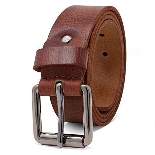 ROYALZ 'Richmond' Ledergürtel Herren aus robusten 4mm Büffel-Leder, Vintage Jeans-Herren-Gürtel mit Dornenschließe Voll-Leder 38mm, Farbe:Cognac Braun, Größe:135 von ROYALZ