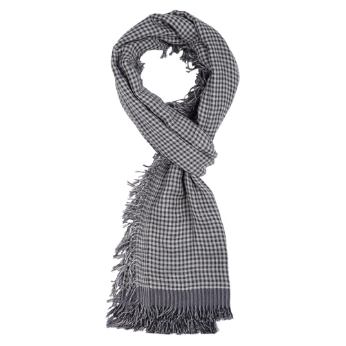 ROYALZ Schal für Herren Halstuch kariert oder gestreift 100% Baumwolle Herrenschal Tuch Männer-Schals Streifen Karo leicht weich - ganzjährig, mehrfarbig, Farbe:Dunkelgrau/Weiß von ROYALZ