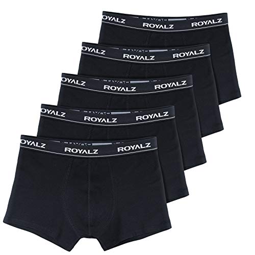 ROYALZ 5er Pack Unterhosen Herren Boxershorts Baumwolle 95%, Elasthan 5% - Bequeme Enge Männer Unterwäsche Nahtlos - Trunks im klassischer Schnitt - modernen Look, Farbe:Schwarz, Größe:XXL von ROYALZ