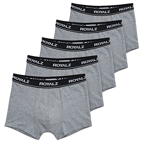 ROYALZ Herren Boxershorts Men 5er Set klassisch Unterhosen Nahtlos für Sport und Freizeit, 5 Pack (95% Baumwolle / 5% Elasthan), Farbe:Grau, Größe:S von ROYALZ