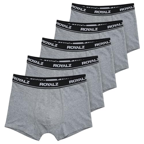 ROYALZ 5er Pack Unterhosen Herren Boxershorts Baumwolle 95%, Elasthan 5% - Bequeme Enge Männer Unterwäsche Nahtlos - Trunks im klassischer Schnitt - modernen Look, Farbe:Grau, Größe:S von ROYALZ