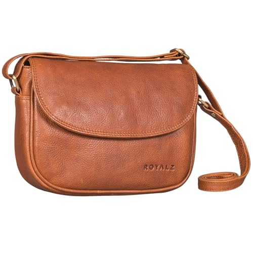 ROYALZ 'Vermont' Vintage Lederhandtasche Damen Echtleder Umhängetasche Klein Leder Ausgehen Party City Abendtasche, Farbe:Texas Braun von ROYALZ