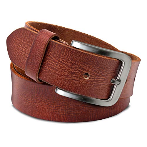 ROYALZ Vintage Damen Ledergürtel cognac braun 85 cm Lang 38 mm Breit Büffel-Leder Frauen Gürtel für Jeans Anzug von ROYALZ