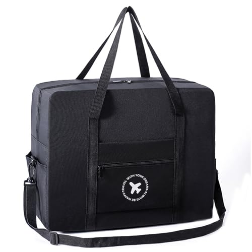 Faltbare Reisetasche mit großem Fassungsvermögen, Handgepäck, Tragetasche für Fitnessstudio, Sport, wasserabweisend, mehrere Taschen, Schultertasche, Handgepäcktasche, Schwarz , L, Mass Beauty Faltbare Reisetasche mit großem Fassungsvermögen, Handgepäck, Tragetasche für Fitnessstudio, Sport, wasserabweisend, mehrere Taschen, Schultertasche, Handgepäcktasche, Schwarz , L, Mass Beauty von ROYJJ