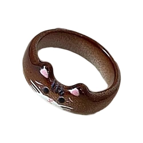 Handgefertigte Ringe in Tropfenglasur in Katzenform, Cartoon-Tier-Thema, Fingerschmuck, handgefertigtes Accessoire für Frauen und Studenten, verstellbare Katzen, Einheitsgröße, Wie beschrieben, Wie von ROYJJ