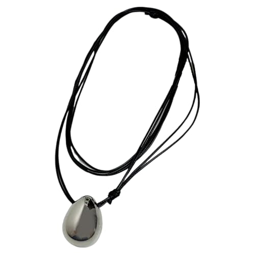 ROYJJ Modische doppellagige Wachsschnur-Halskette, trendiger Tropfenanhänger, Halskette an doppelten Wachsschnüren für Modebegeisterte, Damen-Accessoires ROYJJ Modische doppellagige Wachsschnur-Halskette, trendiger Tropfenanhänger, Halskette an doppelten Wachsschnüren für Modebegeisterte, Damen-Accessoires von ROYJJ