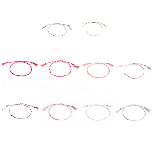 ROYJJ Set mit 10 mehrfarbigen, gewebten Freundschaftsarmbändern, handgefertigt, verstellbare Fußkettchen, gewebte Armbänder, bunt, Freizeitkleidung, Einheitsgröße, Wie beschrieben von ROYJJ