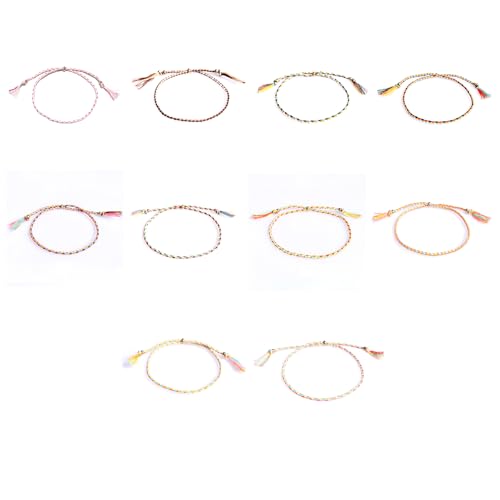 ROYJJ Set mit 10 mehrfarbigen, gewebten Freundschaftsarmbändern, handgefertigt, verstellbare Fußkettchen, gewebte Armbänder, bunt, Freizeitkleidung, Einheitsgröße, Wie beschrieben von ROYJJ