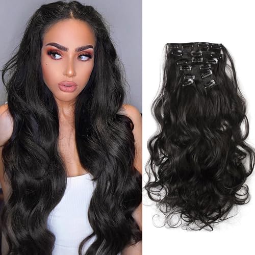 RPAEOY Clip in Extensions Wellen Haarverlängerung 7 PCS 20 Zoll Gewellt Lang Clip Haar Extensions Synthetik Haarextension Clips Haarteile für Damen Frauen (#2) von RPAEOY
