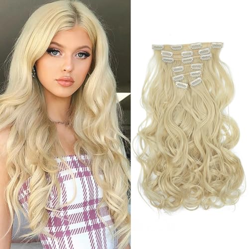 RPAEOY Clip in Extensions Wellen Haarverlängerung 7 PCS 20 Zoll Gewellt Lang Clip Haar Extensions Synthetik Haarextension Clips Haarteile für Damen Frauen (#4) von RPAEOY