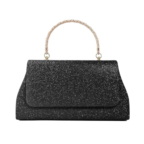 RPAEOY Damen Clutch Elegante Klassische Umschlagtasche Handtasche Glitzer Tasche Geldbörse Umhängetasche Portemonnaie Tasche für Hochzeit Abendparty Tanzparty Schwarz von RPAEOY